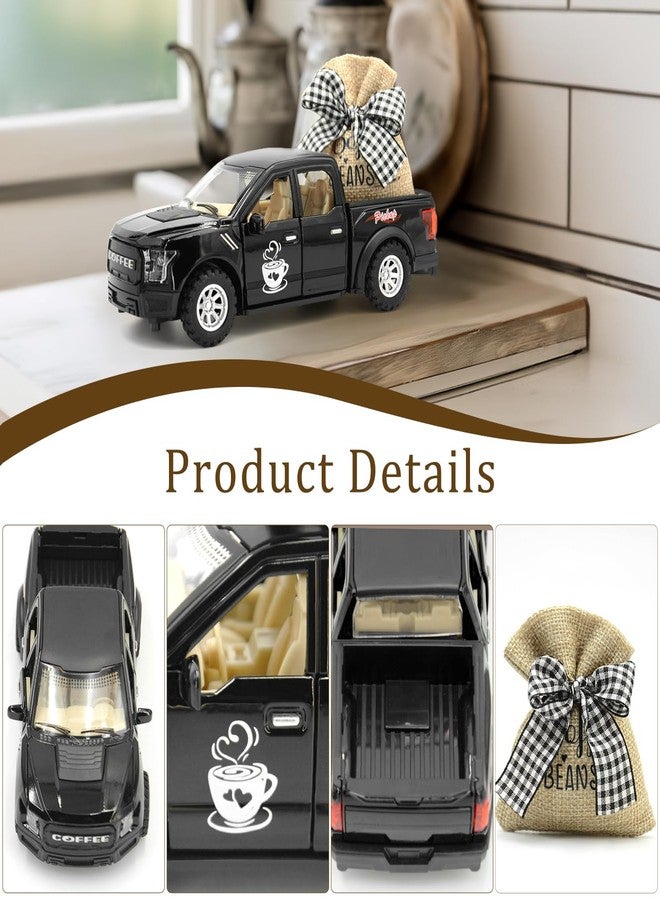 ديكورات ركن القهوة: ديكور ركن قهوة ريفي - ديكور شاحنة معدنية سوداء متوسطة الحجم | إكسسوارات ديكور ركن القهوة، ديكور صينية متعددة الطبقات، ديكور ركن القهوة، وديكور شاحنة عتيقة - Image 5